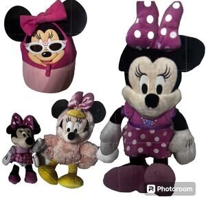 Disney Parks Minnie Mouse Lot Plush Bowtique talking hat bird doll toys